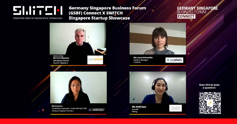 Startups pitch their solutions to ecosystem enablers from Singapore and Germany