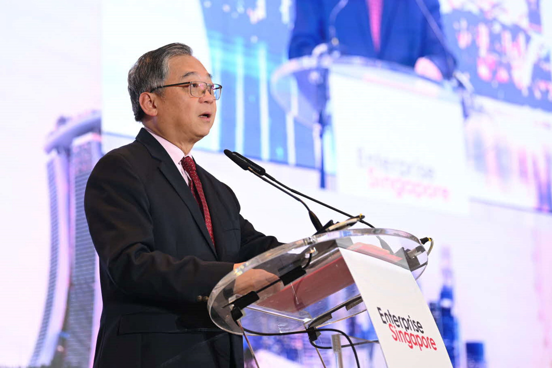Mr Gan Kim Yong giving his keynote address
