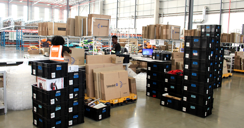 Take-A-Lot's packing station at its distribution centre in Johannesburg