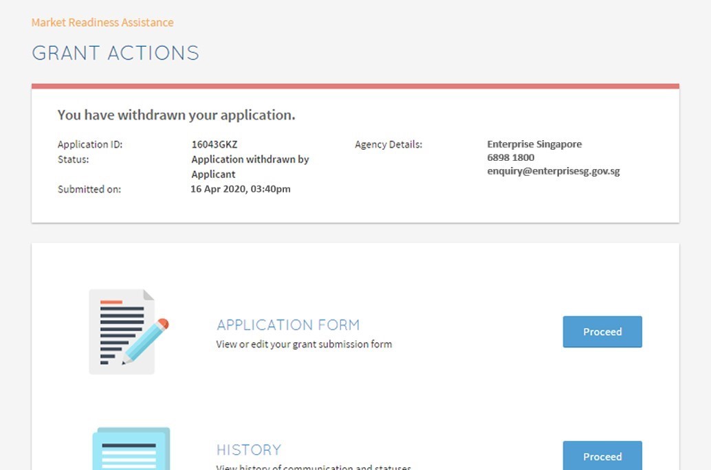 Withdrawal of grants step 4