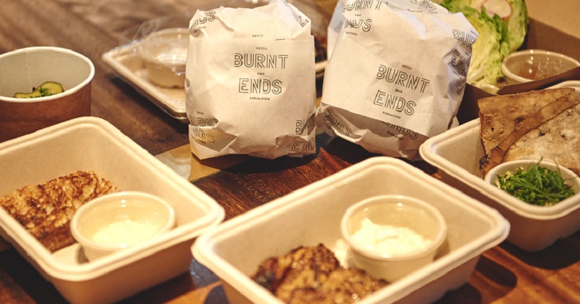 Burnt Ends' dishes being prepared for takeaway and delivery