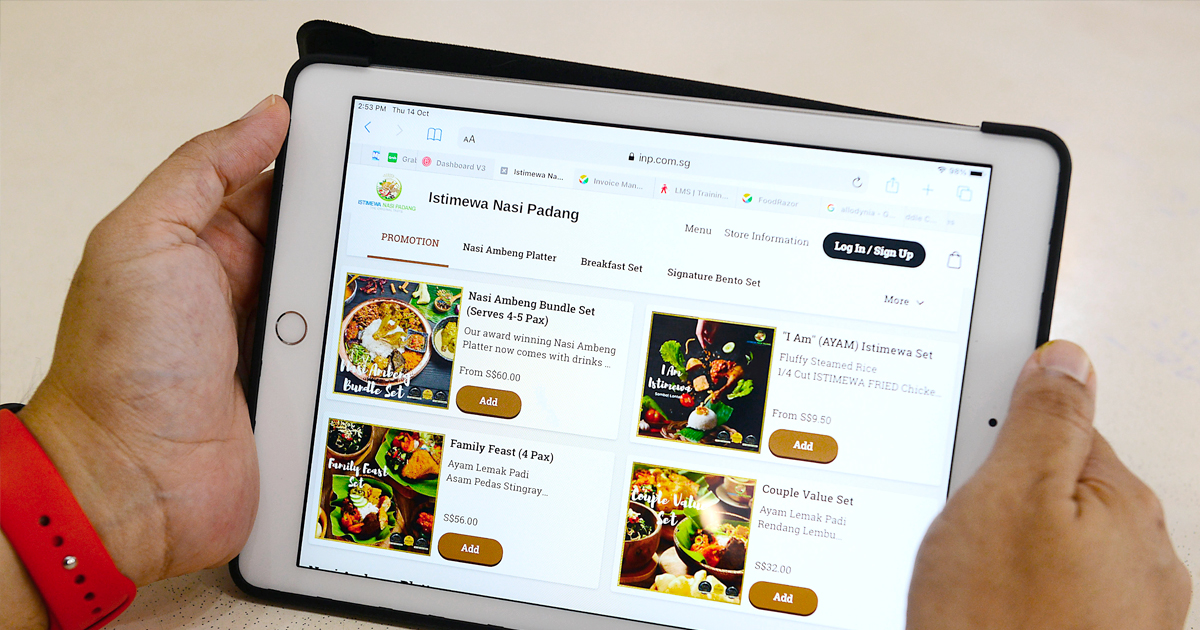 Istimewa Nasi Padang's online ordering system and food delivery platform
