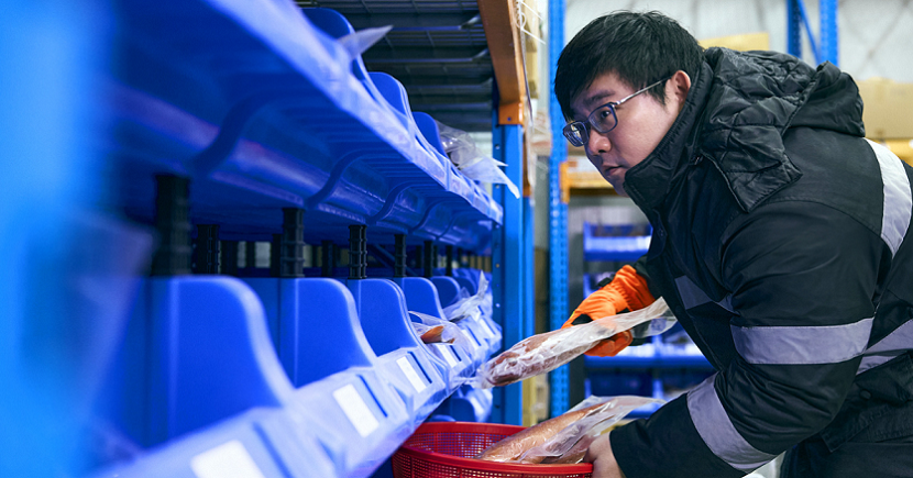 Jimmy in the cold room where Tankfully Fresh uses its Sell N Chill omnichannel inventory management system to compile orders across multiple platforms.