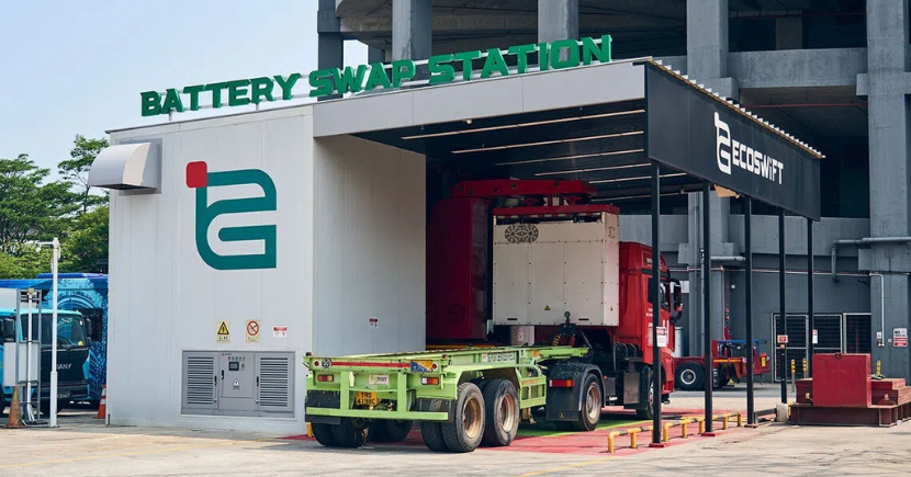 EcoSwift’s battery swap station in Tuas