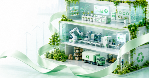 Conceptual illustration of a sustainable industrial facility