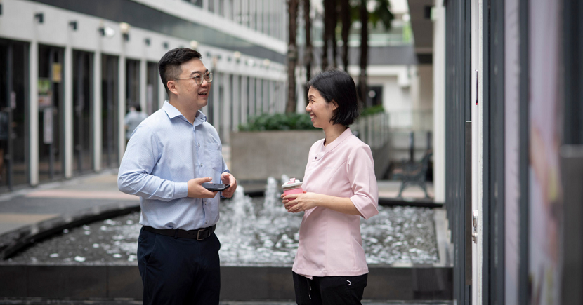 Ivan (left) and Jane discussing ideas to keep the business growing, such as through branding and marketing, and overseas distribution